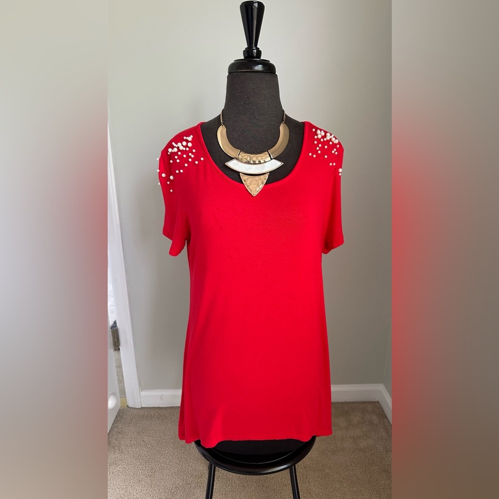 Pearl Shoulder Embellished Top